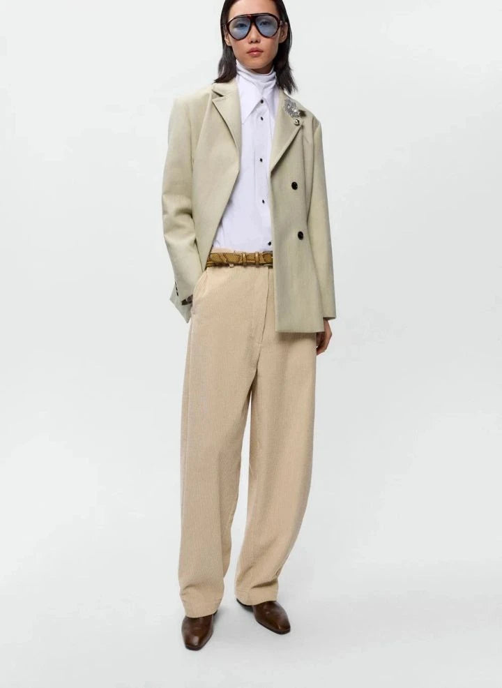 Cordera - Velvet Cotton Pants | Beige