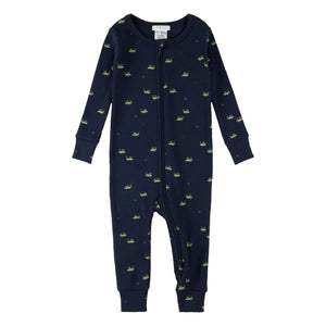 Petit Lem - Ribbed Pajamas Grasshoppers Organic Cotton | Navy Blue