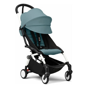 Stokke® - YOYO³ Full Baby Stroller 0+ and 6+ | White Frame | Aqua