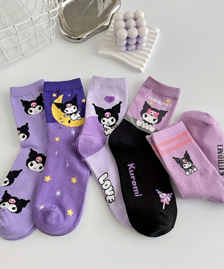 Sanrio - Kuromi 5li Çocuk Çorabı-Dinossi