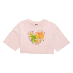 Maison Mangostan - Birds Crop T-shirt | Light Pink
