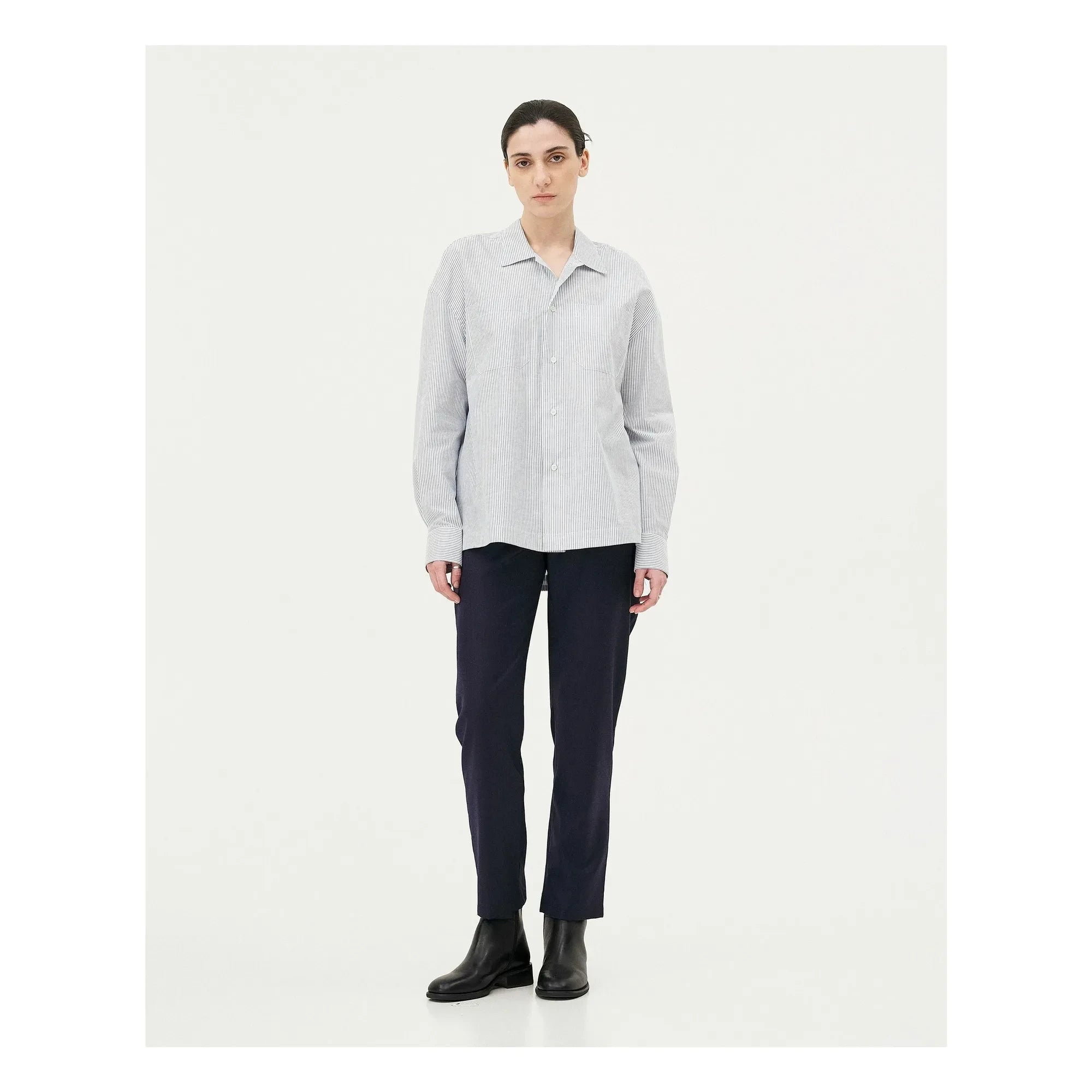 Noyoco - Bora Striped Organic Cotton Shirt | Light Blue