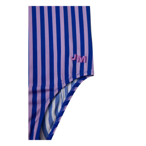 Jera Mini - Striped Ruffled Swimsuit | Navy Blue