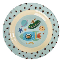 Rice - Chiens de l'Espace melamine soup plate | Blue