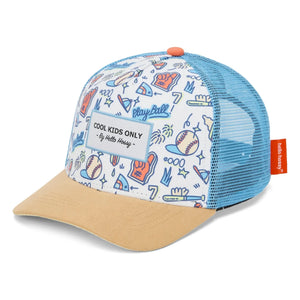Hello Hossy - Curved Visor Hat Trucker Baseball Game Recycled Fibers | Light Blue