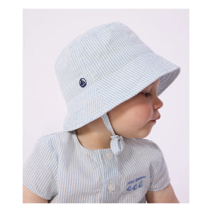Petit Bateau - Striped Seersucker Organic Cotton Overalls | Light Blue