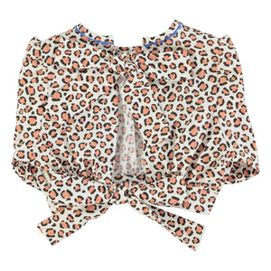 Piupiuchick - Organic Cotton Leopard Crop Top | Ivory