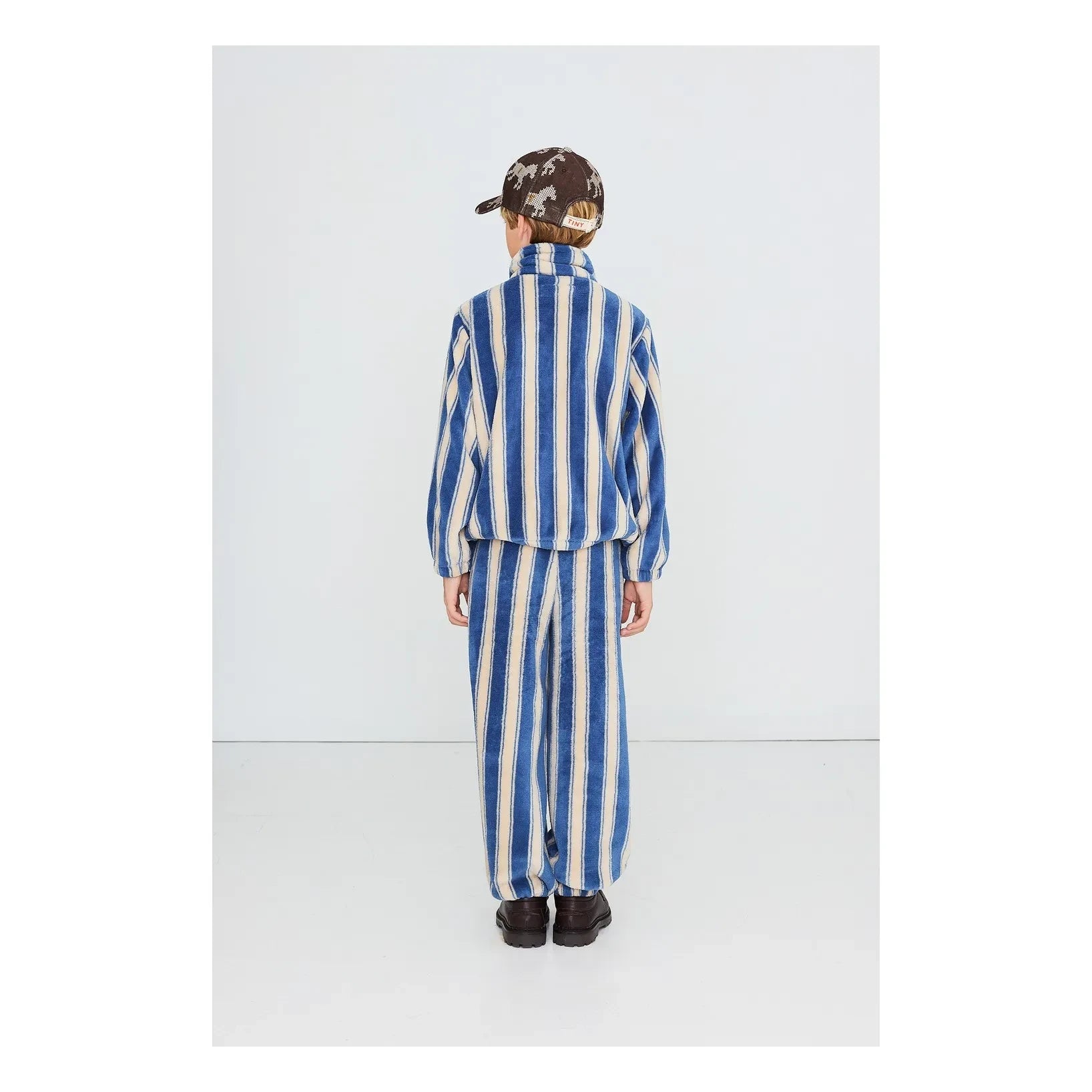 Tinycottons - Striped Fleece Jacket | Petrol Blue