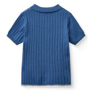 Copenhagen Colors - Ribbed Organic Cotton Polo T-Shirt | Indigo