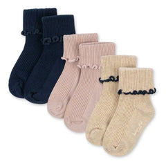 Konges Sløjd - Set of 3 Fitted Ruffled Socks | Beige