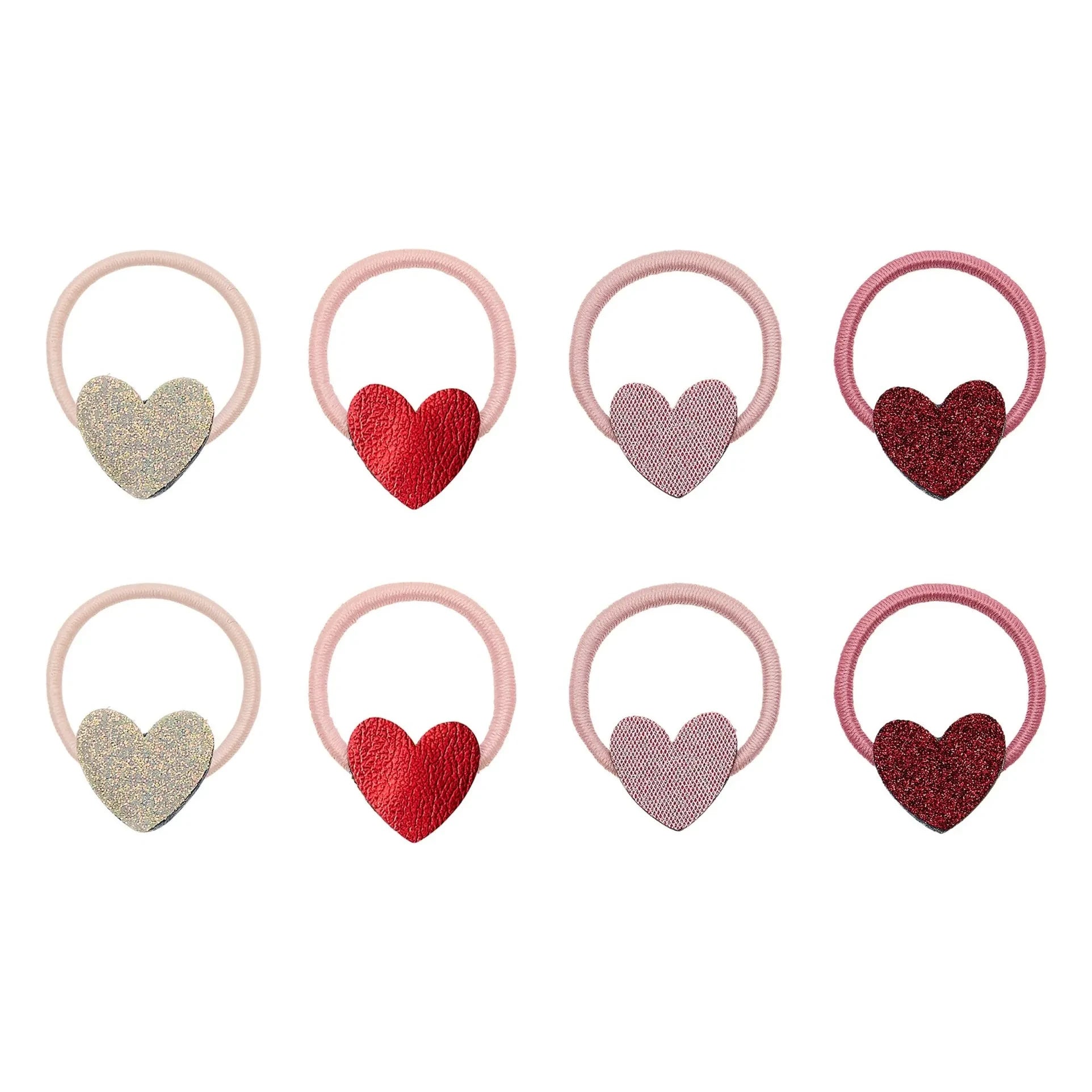 Mimi & Lula - 8-piece Mini Heart Chouchou Set | Pink