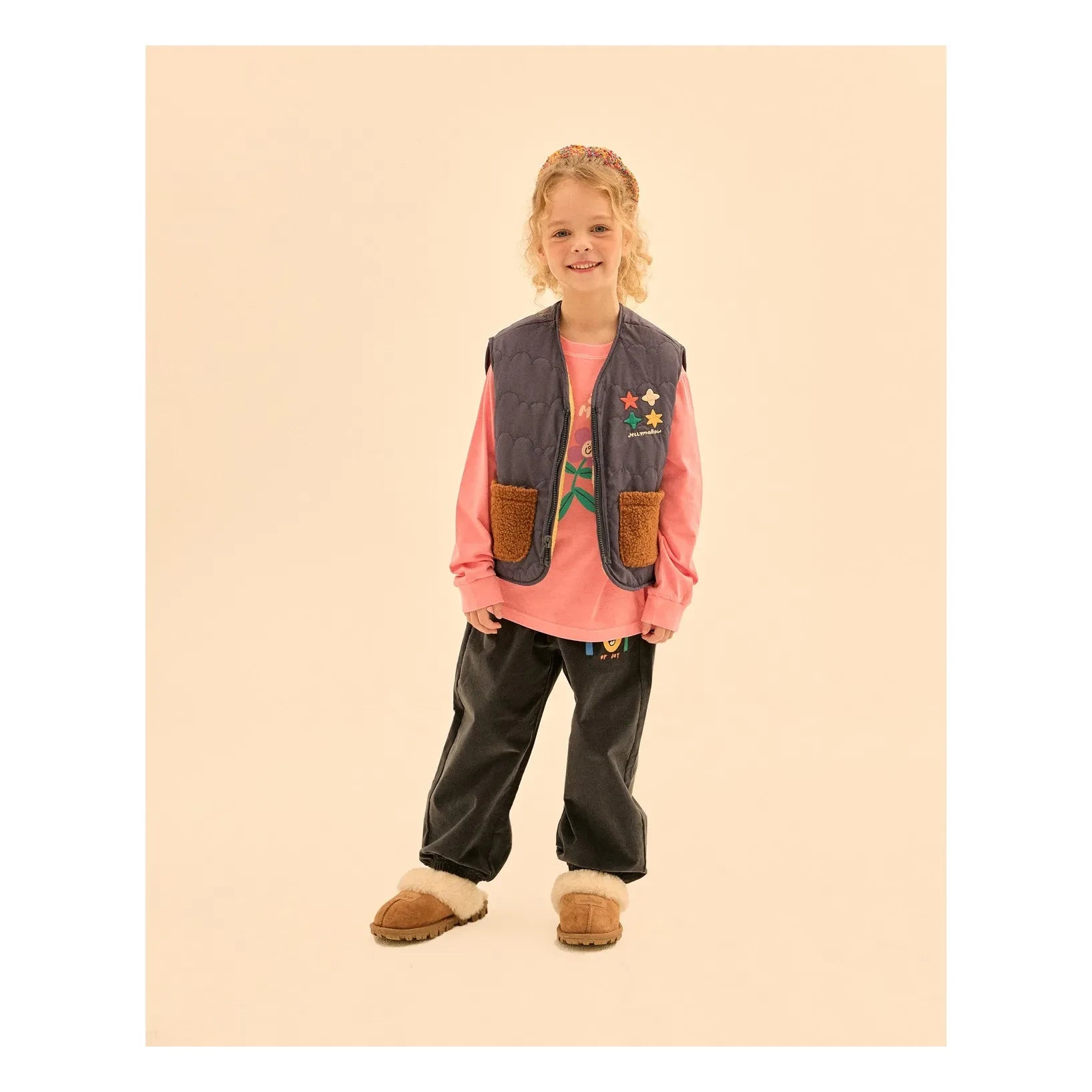 Jelly Mallow - Reversible Colorblock Sherpa-Style Sleeveless Jacket | Navy