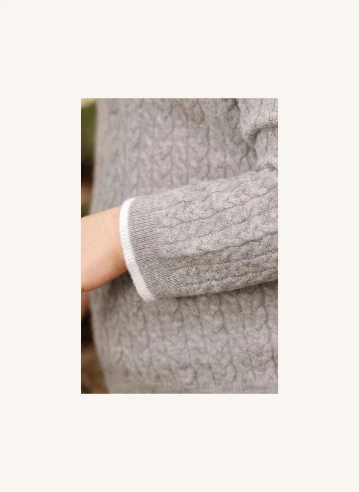 Tartine et Chocolat - Bebek Yünlü Polo Yaka Kazak | Kırçıllı Gri