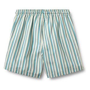 Wheat - Hansi Badge Recycled Fiber Striped Swimsuit Shorts | Blue