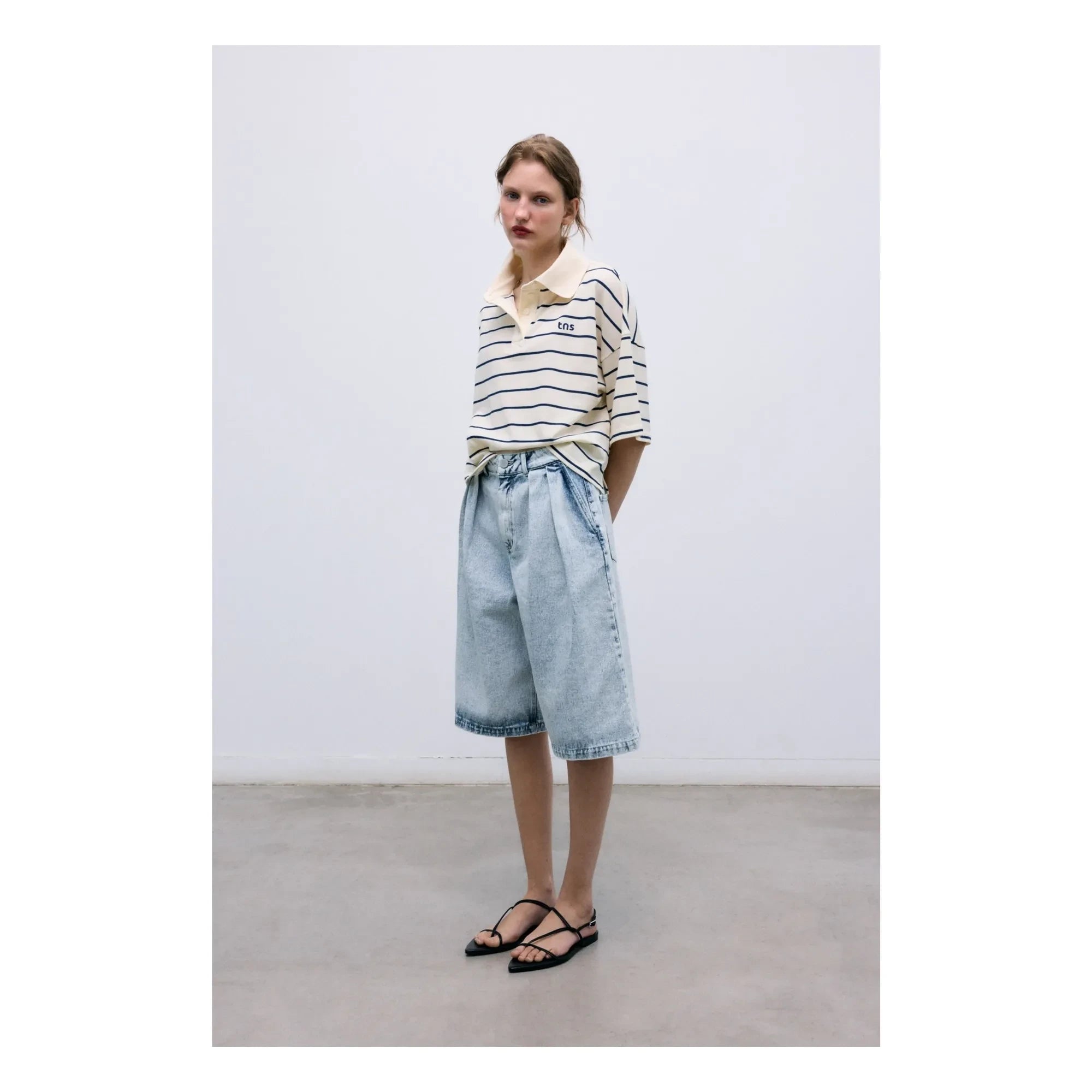 the new society - Cotton Bermuda Shorts | Denim Blue