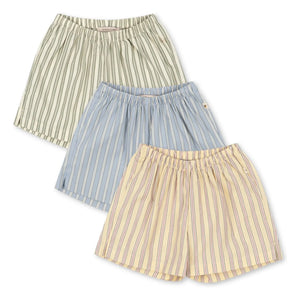 Konges Sløjd - 3-Piece Striped Organic Cotton Azure Shorts Set | Blue