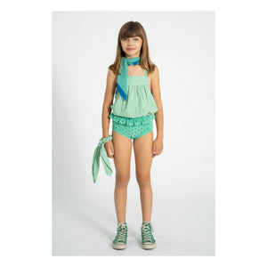 Piupiuchick - Vichy Organic Cotton Top | Turquoise