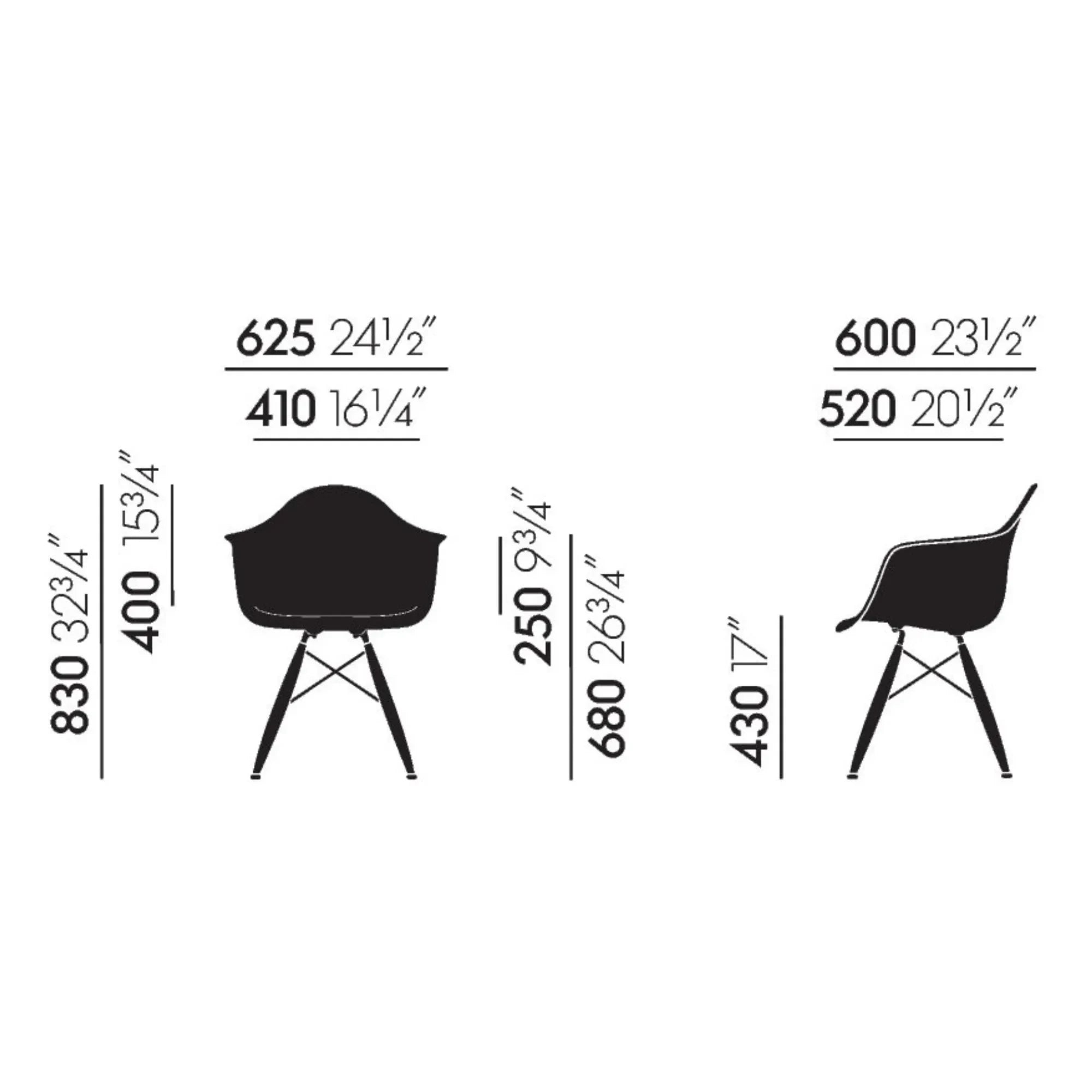 Vitra - DAW sandalye - akçaağaç taban - Charles & Ray Eames | Siyah