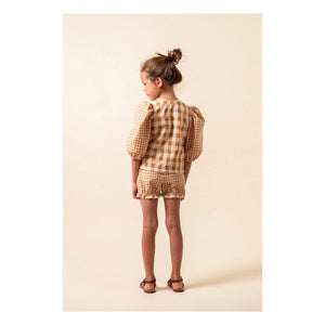 birinit - Vichy organic cotton blouse | Caramel