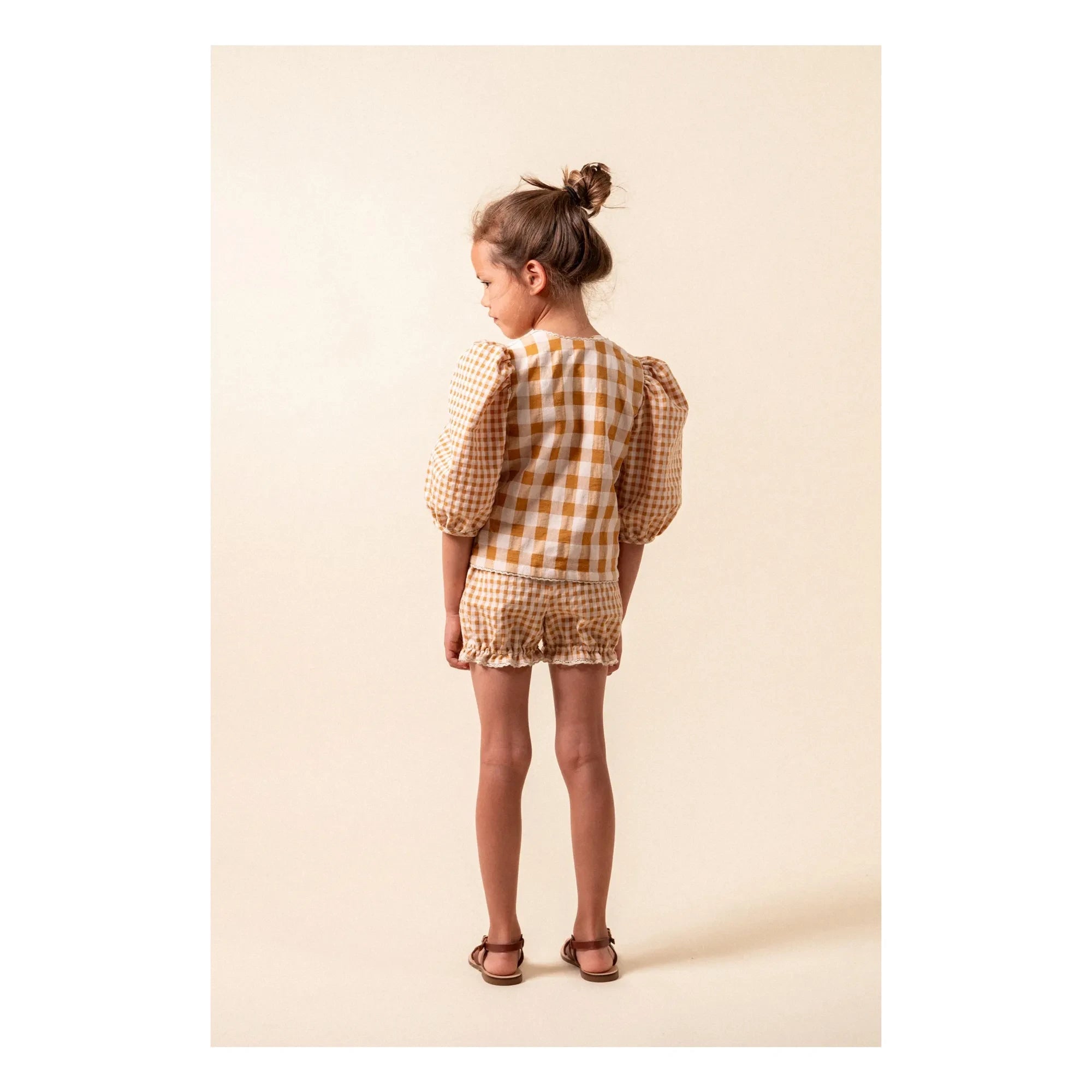 birinit - Vichy organic cotton blouse | Caramel