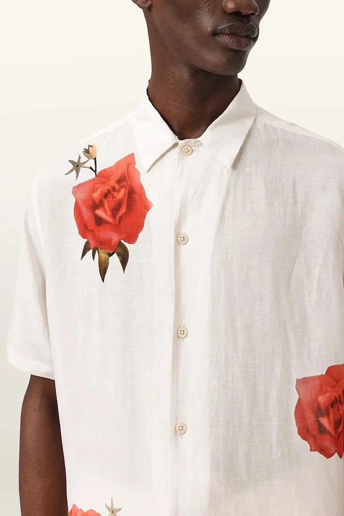 AllSaints Erkek Keten Gömlek FLEUR