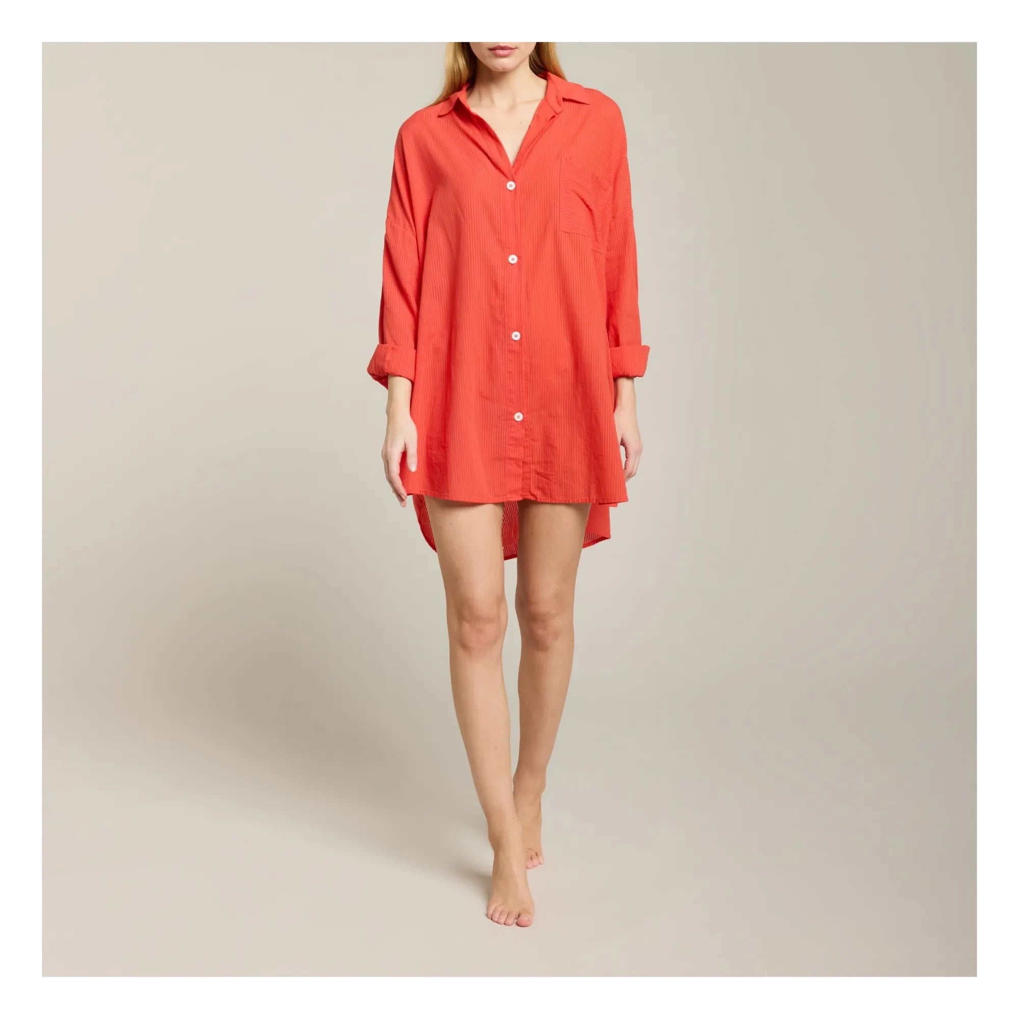 Maison Saint Julien - Port Miou Cotton Voile Dress | Coral