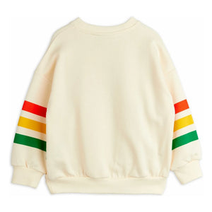 Mini Rodini - Çizgili Ayı Sweatshirt Organik Pamuk | Ecru