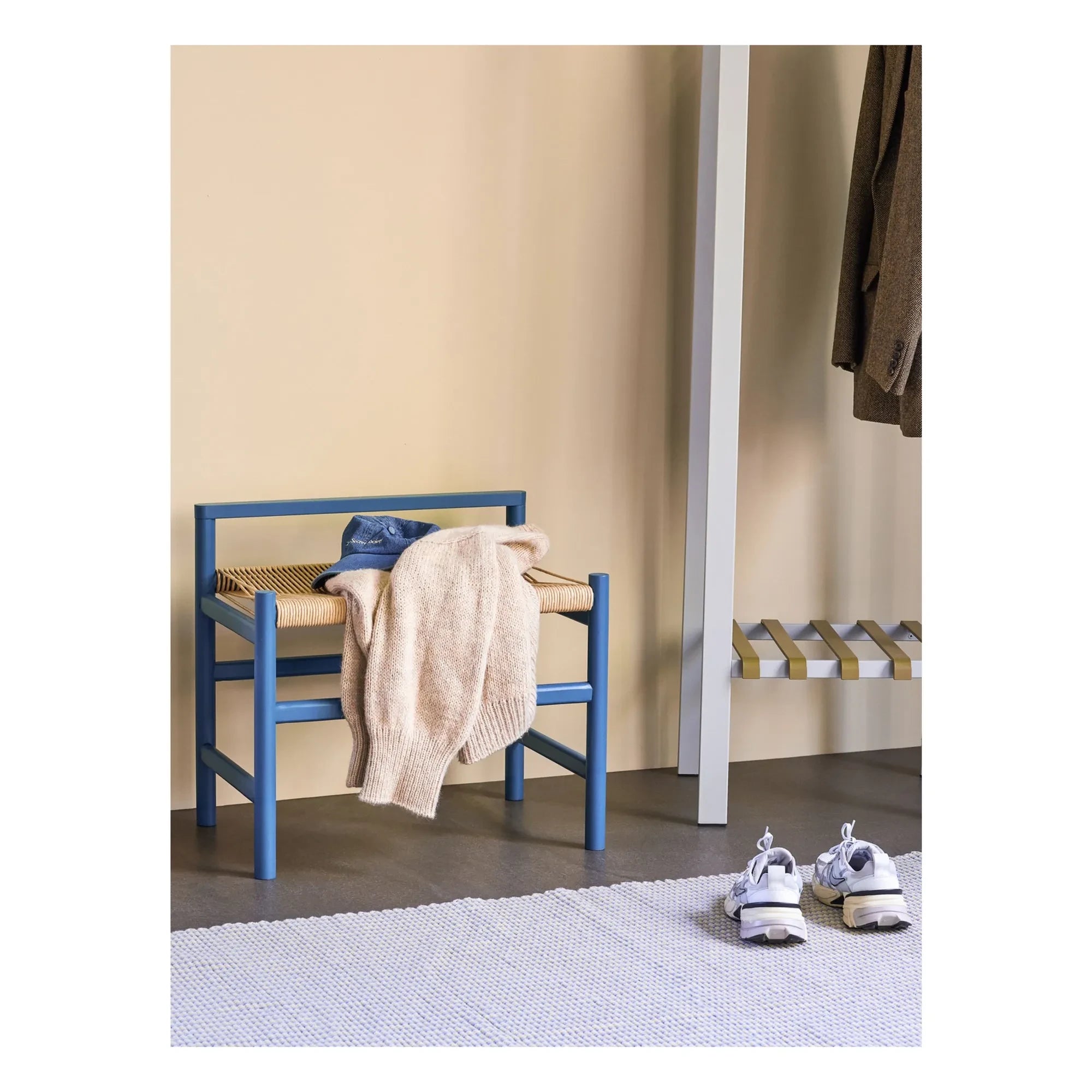 Hübsch - Heritage Oak Bench | Petrol Blue