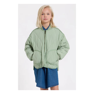 Hundred Pieces - Crumpled Quilted Bomber Jacket | Sage