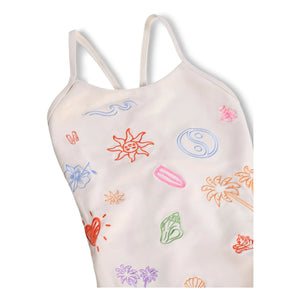 Molo - Nanna Minis Doodles Recycled Fiber Swimsuit | Ecru