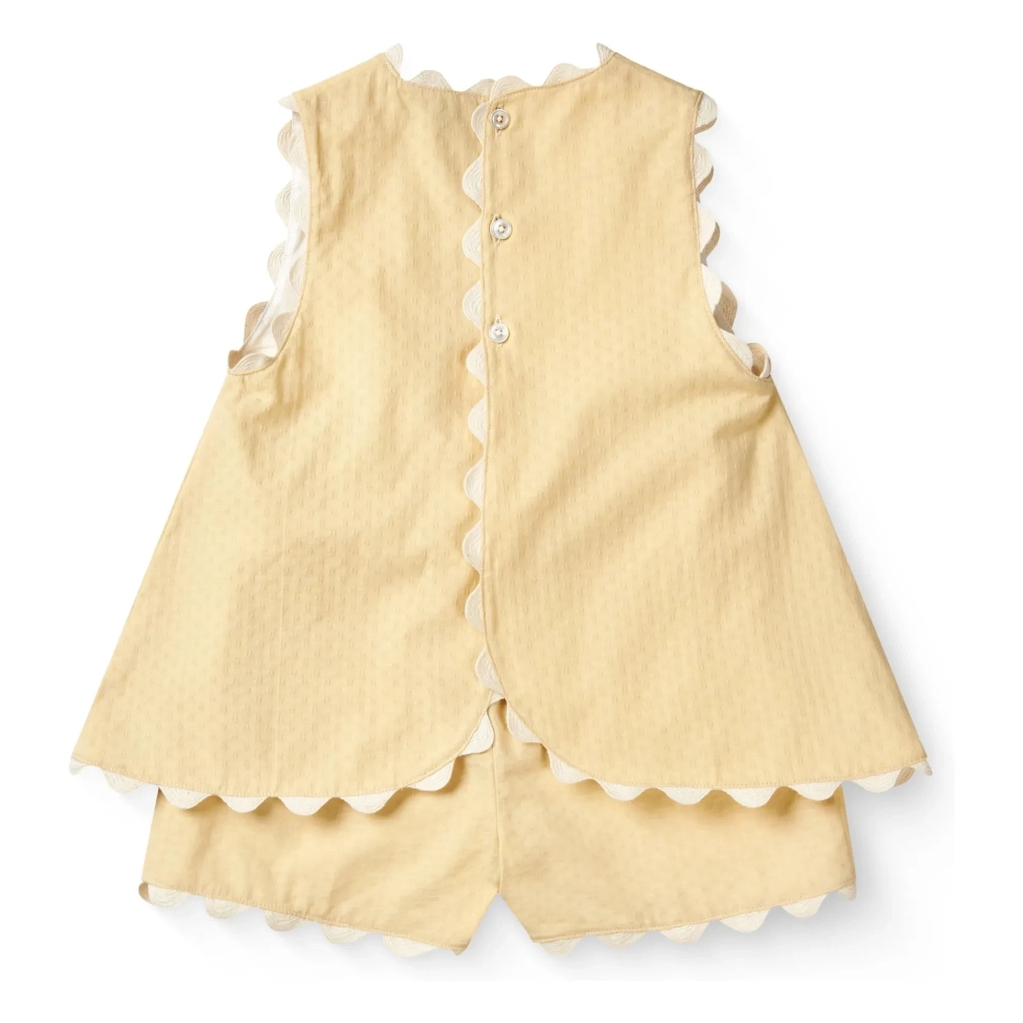 Copenhagen Colors - Organic Cotton, Wavy-Edge Top and Shorts Set | Pale Yellow