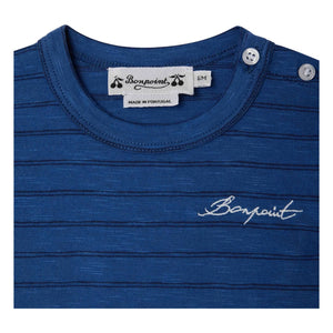 Bonpoint - Striped Organic Cotton T-Shirt | Royal Blue