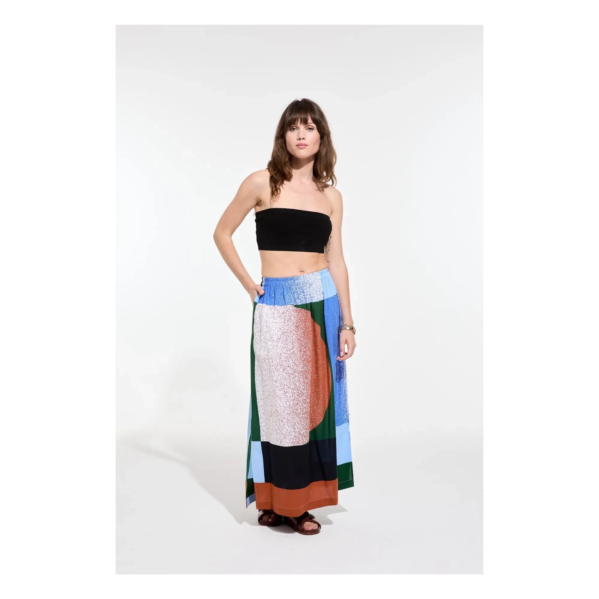 Mapoésie - Juliette Sunrise Cotton Skirt | Blue