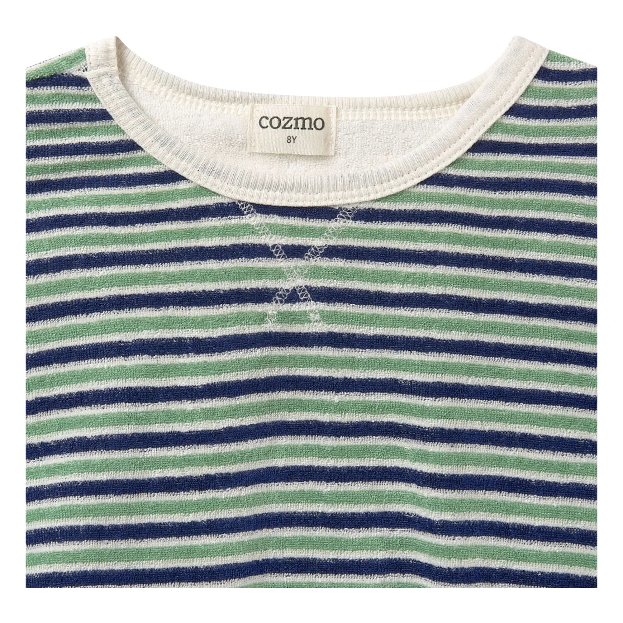 Cozmo - Enea Striped Towel T-Shirt | Navy Blue