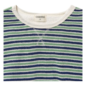 Cozmo - Enea Striped Towel T-Shirt | Navy Blue