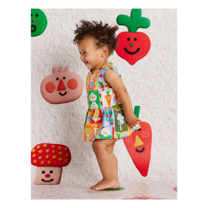 Halcyon Nights - Organic Cotton Vegetable Ruffled Dress | Orange
