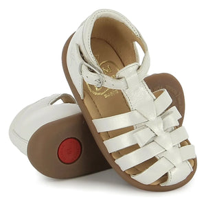 Pom d'Api - Knotted Metallic Sandals | White