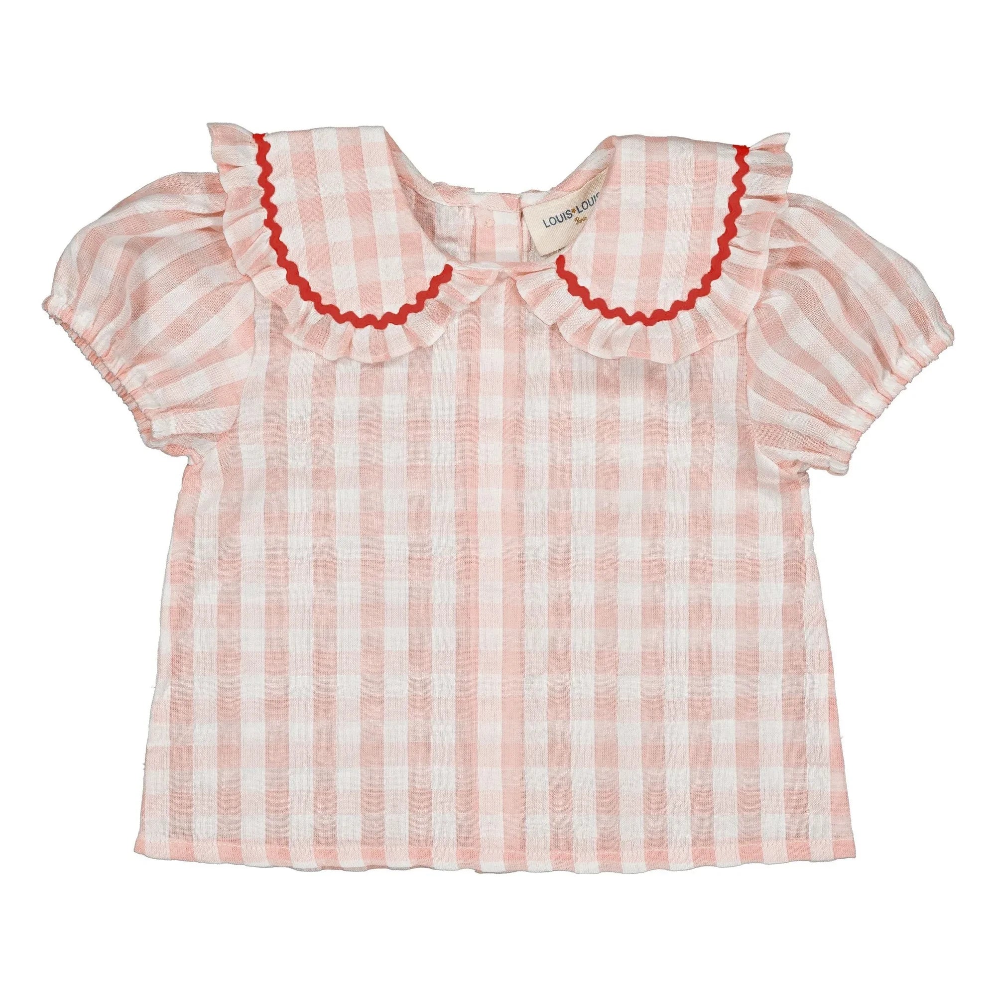 Louis Louise - Bluz Col Claudine Shana Vichy | Açık Pembe