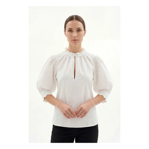 BELLEPIECE - Belem Embroidered Cotton Blouse | White