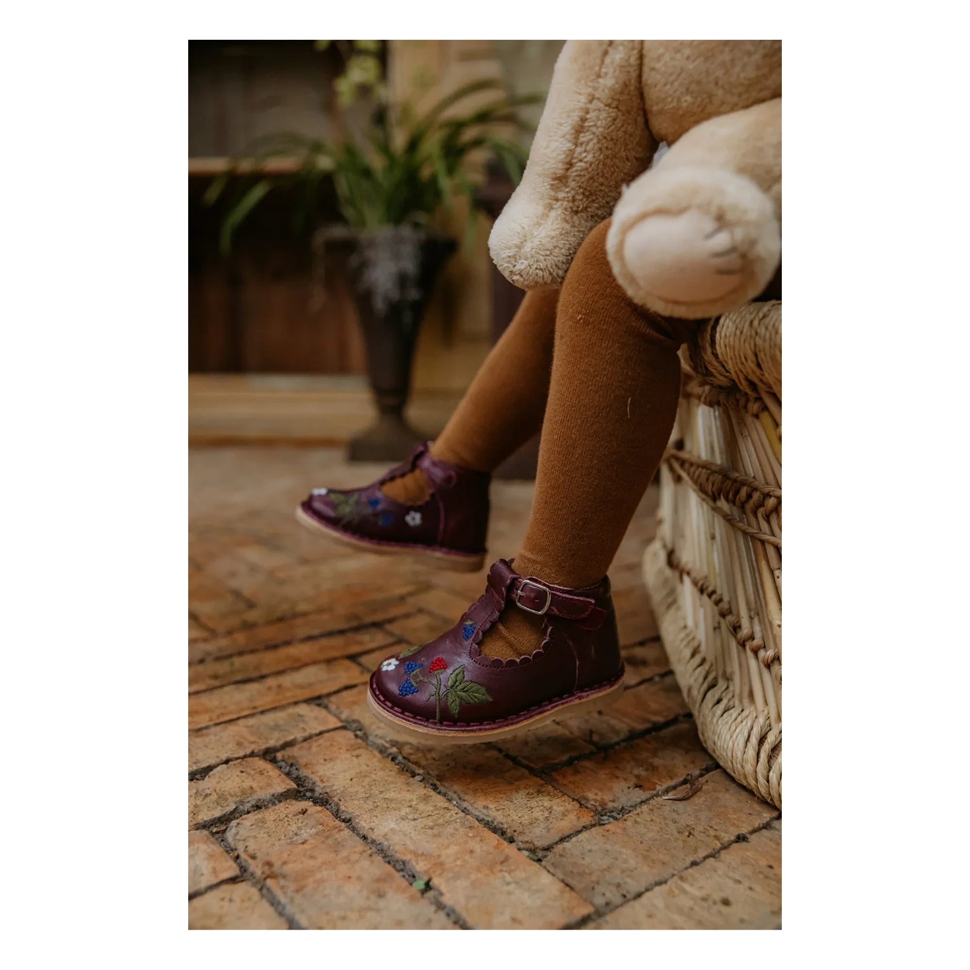 Petit Nord - T-Bar Combed Baby Shoes - Uniqua Collection | Plum