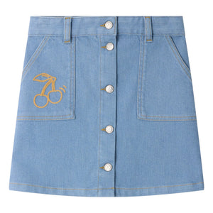 Bonpoint - Dexie Denim Organik Pamuk Etek | Gri Mavi