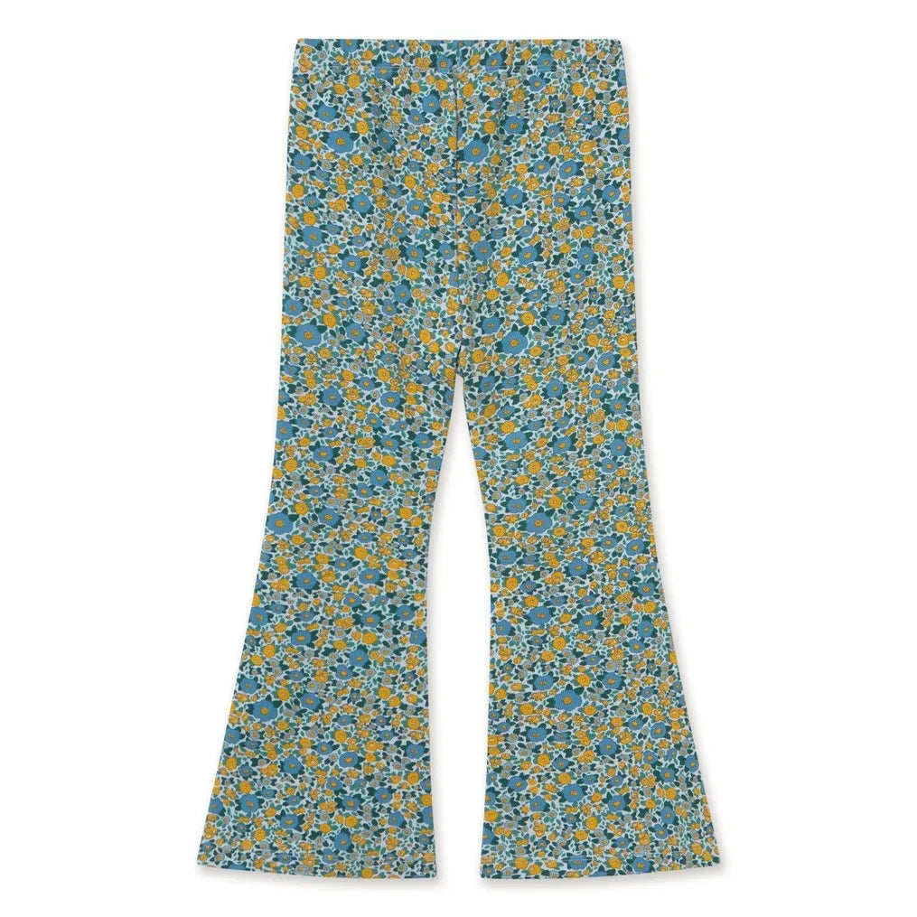 Tinycottons - Organic Cotton Floral Pattern Ribbed Spanish Trousers | Blue