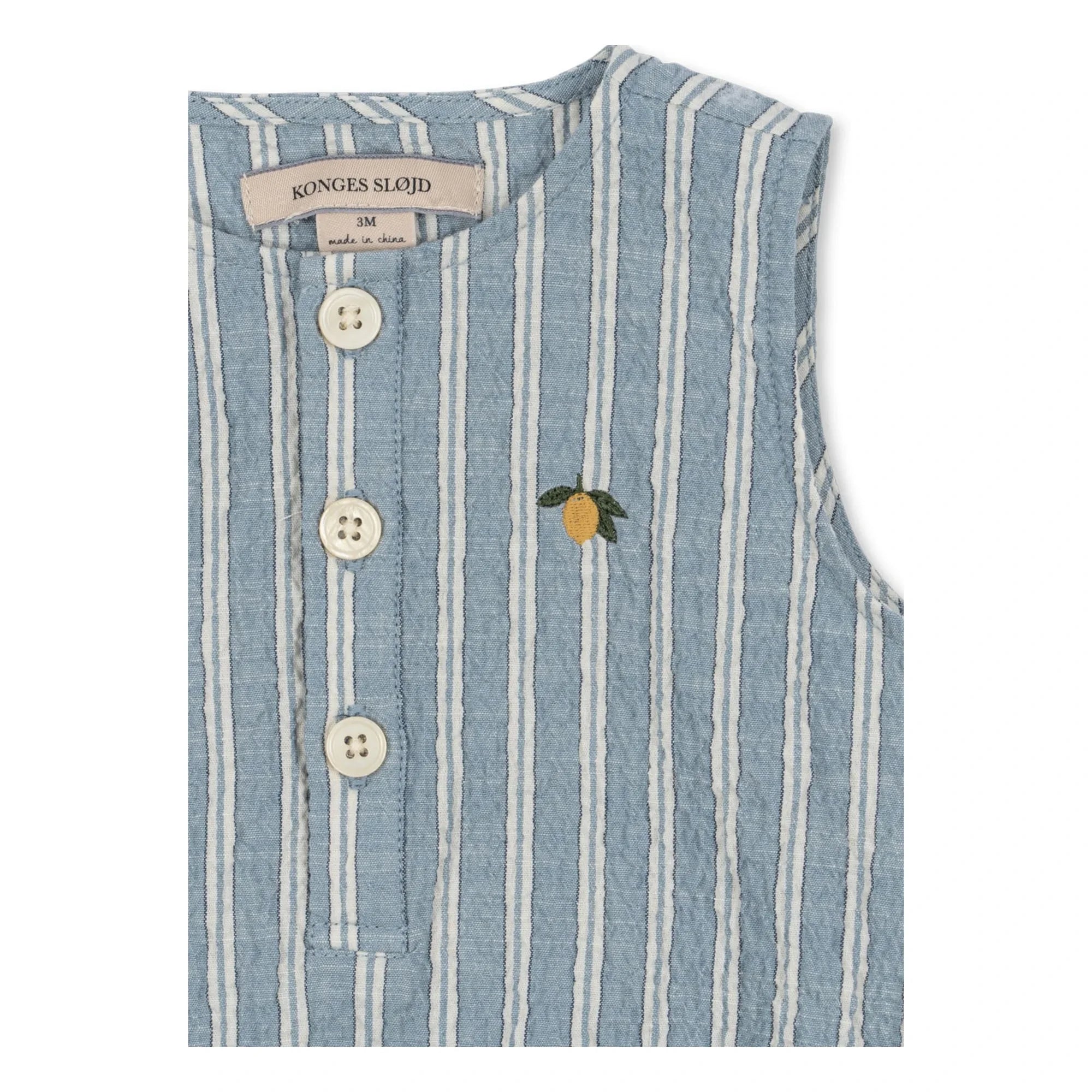 Konges Sløjd - Elliot Organic Cotton Striped Romper | Blue
