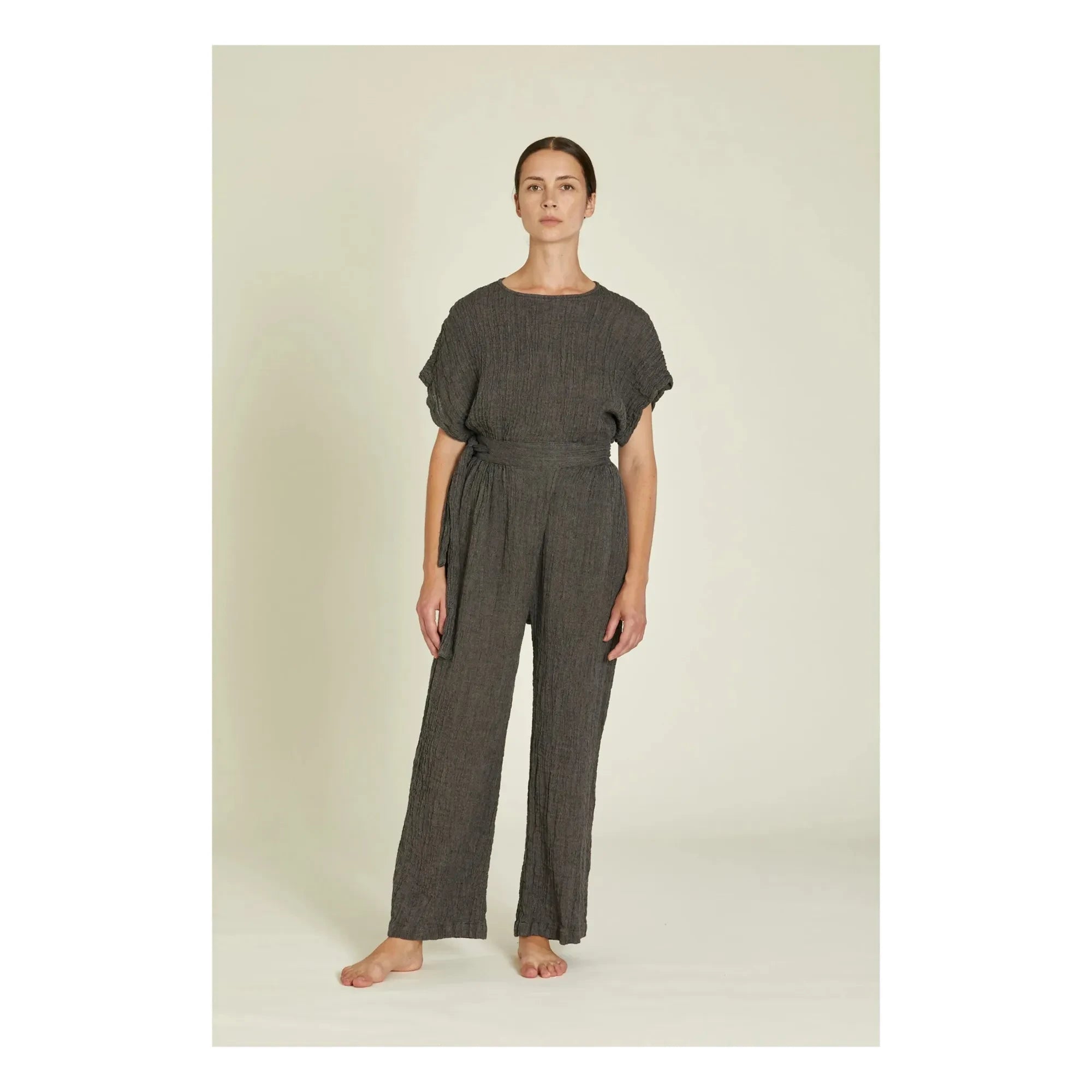 Black Crane - Basic Linen Top | Dark Slate Gray