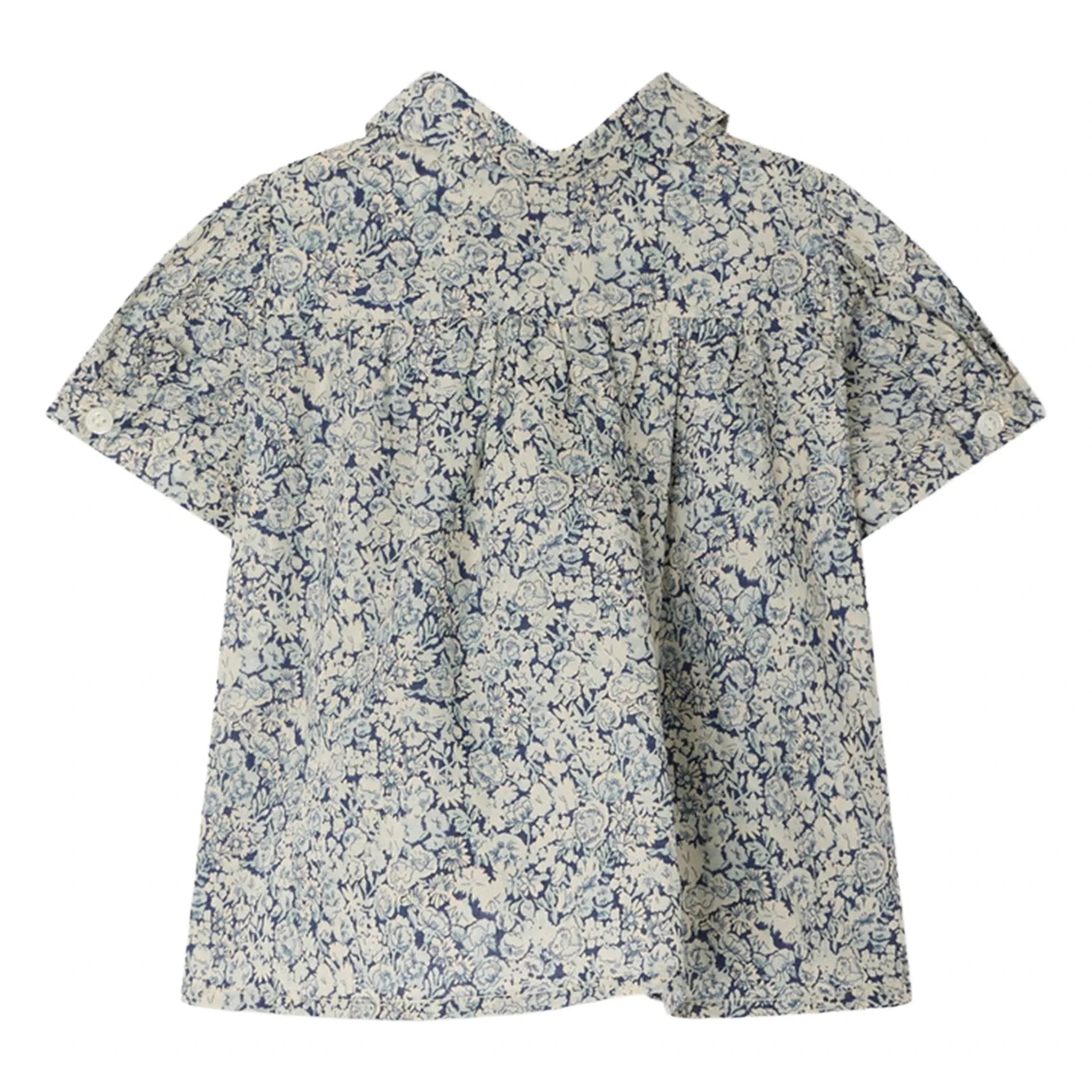Bonpoint - Claudine Collar Laurencia Fleurie Organic Cotton Blouse | Prussian Blue