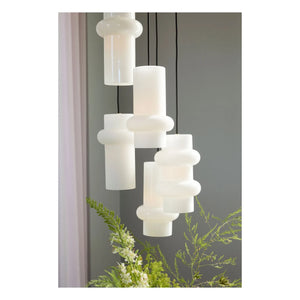 Hübsch - Double Bulb Glass Pendant Lights | White