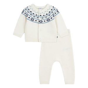 Petit Bateau - Wool Cardigan and Pants Set | Ecru
