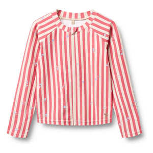 Wheat - Island Striped Recycled Fiber UV Protection Bath T-Shirt | Red