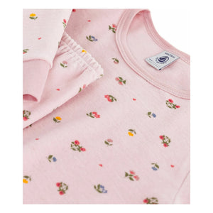 Petit Bateau - Organic Cotton Heart and Flower Pajamas | Pale Pink
