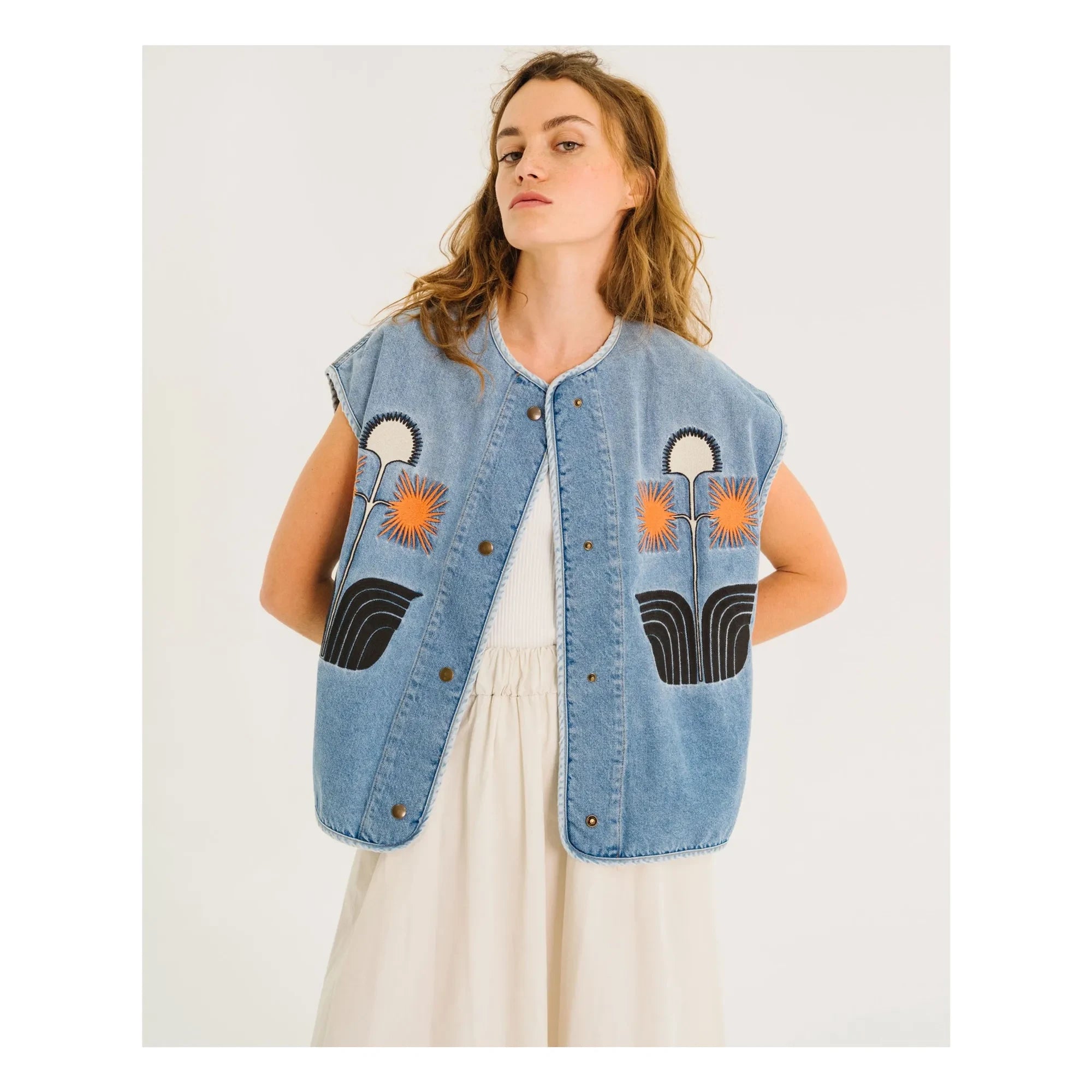Tinsels - Edel Sleeveless Denim Jacket | Blue